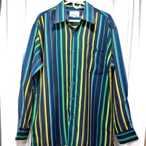 VIRGOLA UOMO Mens Shirt Size‎ L Multicolor Striped Polyester